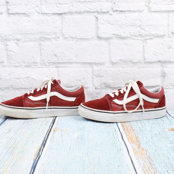 Vans Off The Wall Red Suede Canvas Lace up Low Top Skate Sneakers M 4 L 5.5 - Picture 2 of 9